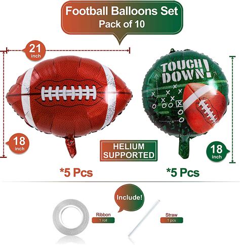 Buy 10 Pack 18 Inch Rugby Foil Balloons Helium Mylar Football Field