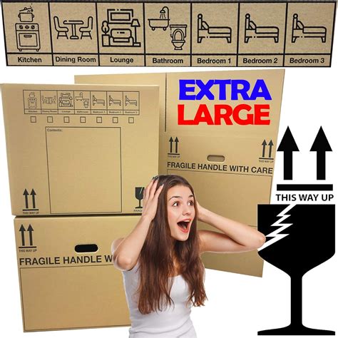 10 strong extra large xl cardboard storage packing moving house boxes double walled with carry