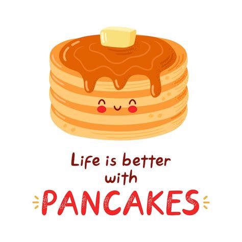 Premium Vector Cute Happy Funny Pancakes Isolated Cartoon Character