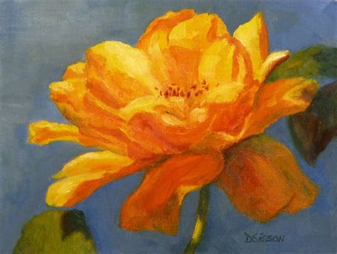 Daily Painting Projects Open Yellow Rose Oil Painting Flower Art Still