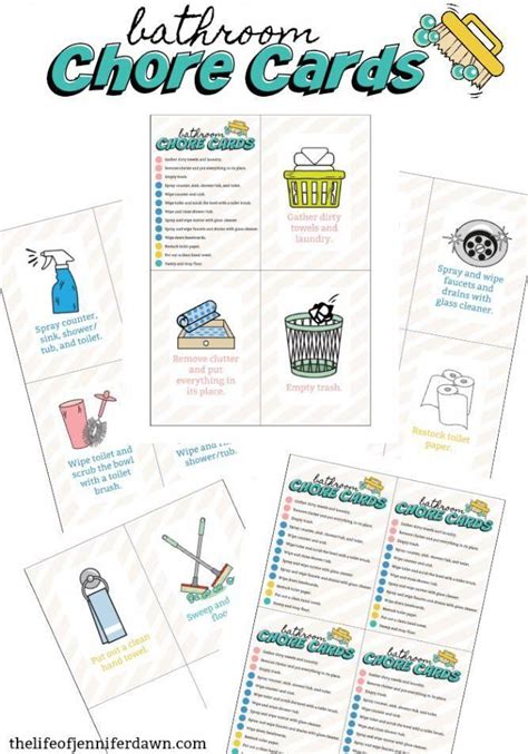 Printable Bathroom Chore Cards For Kids And A Handy Cleaning Checklist