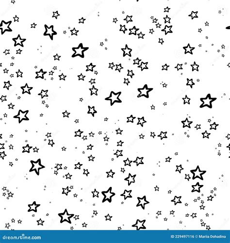 Seamless Pattern With Hand Drawn Stars Doodle Style Vector
