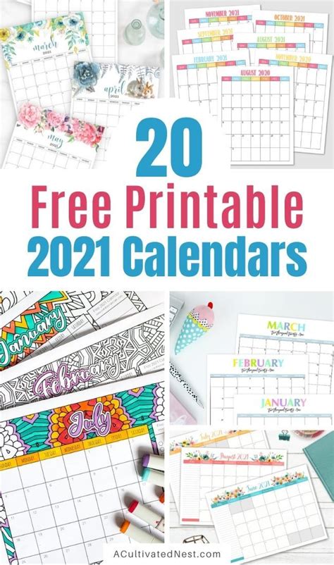 20 Free Printable 2021 Calendars A Cultivated Nest Printable