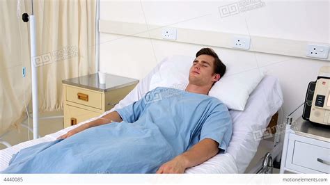 Sick Man Lying On Hospital Bed 影片素材 4440085