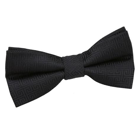 Black Mens Bow Tie Woven Greek Key Geometric Formal Pre Tied Bowtie By