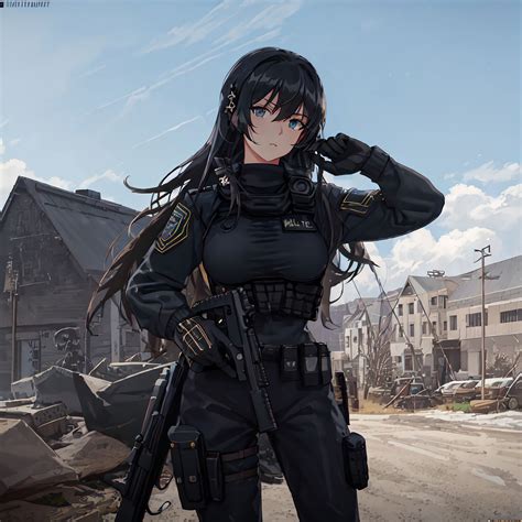 Armed Special Force Police Anime Girl By Waifuworldart On Deviantart