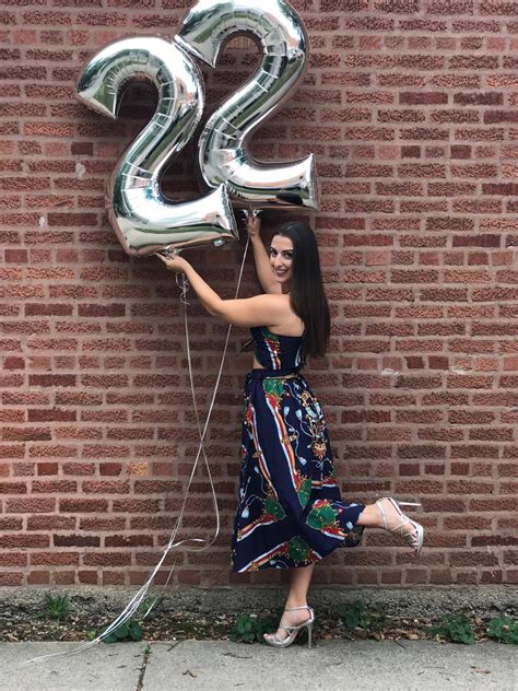 22nd Birthday Ideas Silver Balloon Photoshoot With Brick Wall