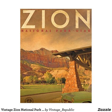 Vintage Zion National Park Utah Travel Postcard Zazzle Travel