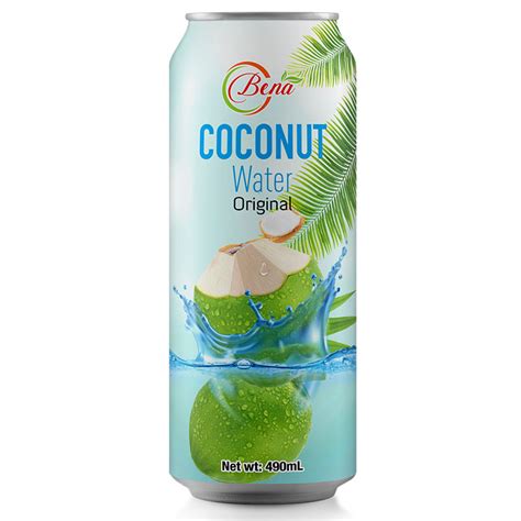 High Quality 490ml Canned Original Coconut Water Drink Bena Beverage