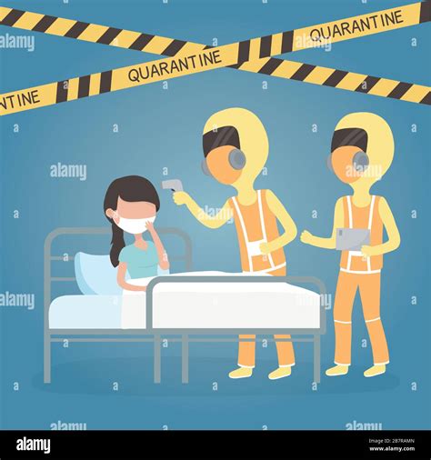 Covid 19 Virus Quarantine Medical Staff With Sick Woman Body