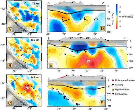 Shear Wave Velocity Maps At A 75 B 105 And C 145 Km Depth And