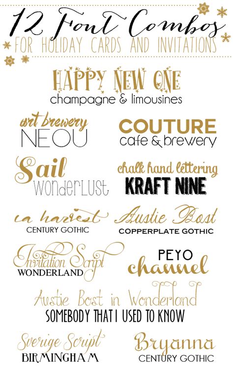 Script typefaces are based upon the varied and often fluid stroke created by handwriting, pretty much like the cursive fonts just typically more elegant. 12 Font Combos for Holidays Cards and Invitations - Yellow ...