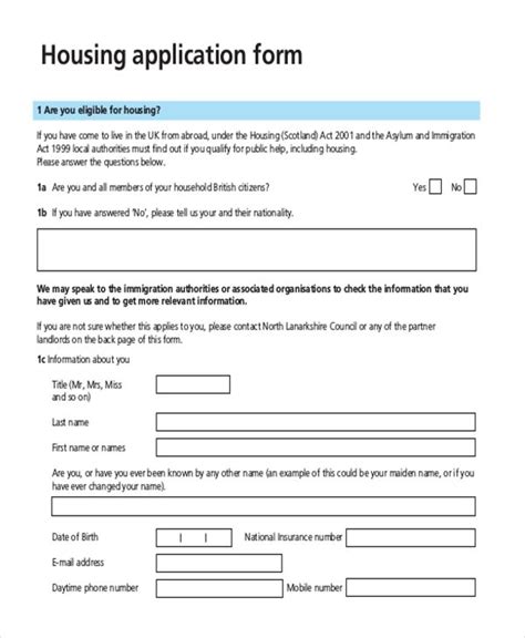 Housing Application Application Form Job Application Form Application