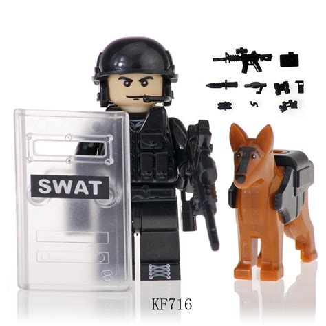 Swat Police Officer K9 Made With Real Lego Minifigure