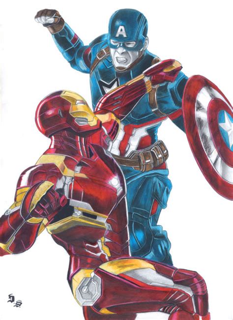 Diego Septiembre Original Drawing Iron Man And Captain America