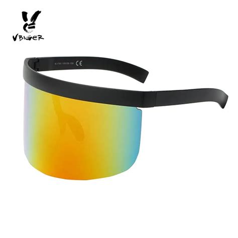 vbiger men women oversize shield visor sunglasses flat top sunglasses mono mirrored lens large