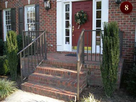 Discover your options and see how easy it is to provide this element of safety indoors front entry ideas entry traditional with flagstone porch white painted brick front steps. Exterior Residential Iron Railings | Wrought iron stair railing, Porch handrails, Wrought iron ...