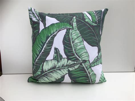 Cushion Cover In Tropical Banana Leaf Print Fabric Cotton Etsy Uk