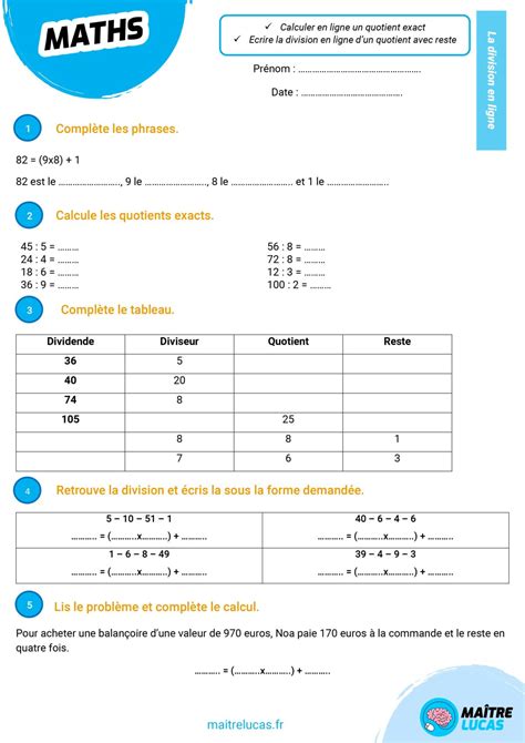 Exercice Division Ce2 à Imprimer Gratuit La Galerie