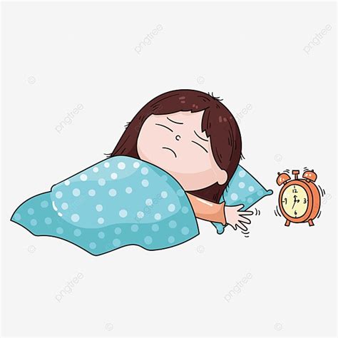 Gambar Jam Alarm Tidur Gadis Membangunkan Kartun Psd Ilustrasi Lukisan