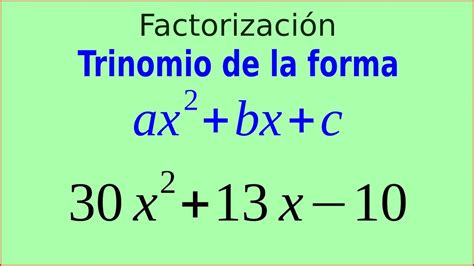 Trinomio de la Forma aX 2 bx c No 29 Factorización YouTube