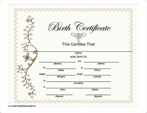 Simple Cute Birth Certificate Template Sparklingstemware