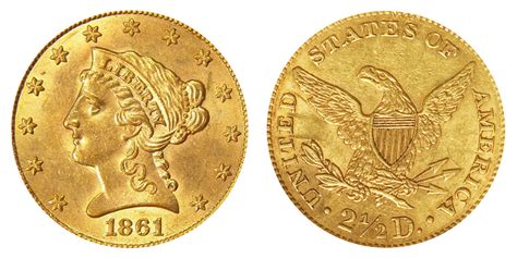 1861 Coronet Head Gold 250 Quarter Eagle New Reverse Small Letters