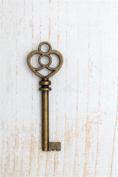 Antique Key On Wood Background Stock Image Image Of House Closeup