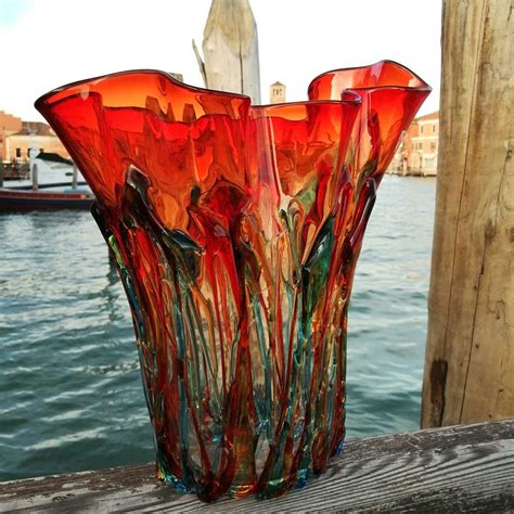 Original Murano Glass Vase Made In Italia Murano Vendig Etsy