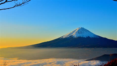 Wallpaper volcano, Fuji, Japan, mountains, fog, 4k, Nature #16345