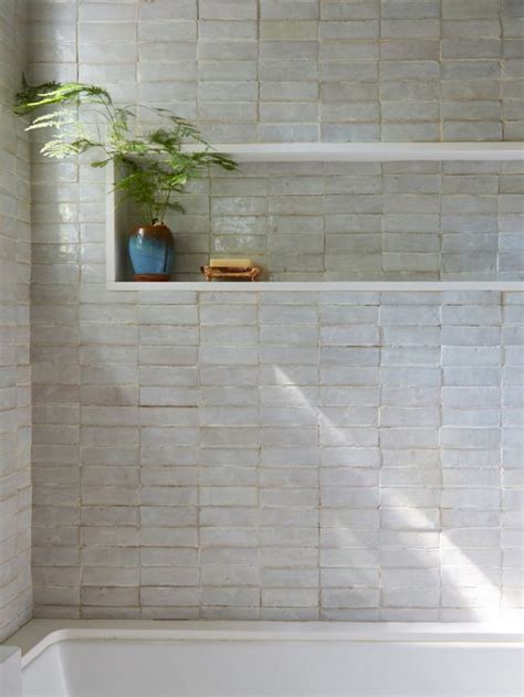 Zellige Tile Weathered White Subway Bejmat Clé Bathroom Design