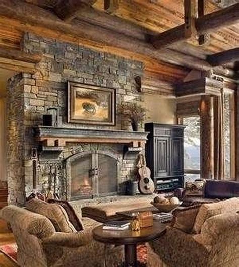 Amazing Rustic Fireplace Design Ideas Stacked Stone