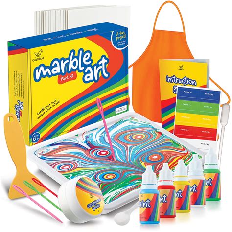 Craftbud Marbling Paint Kit And Toy For Kids Art With 5 Paint Colors