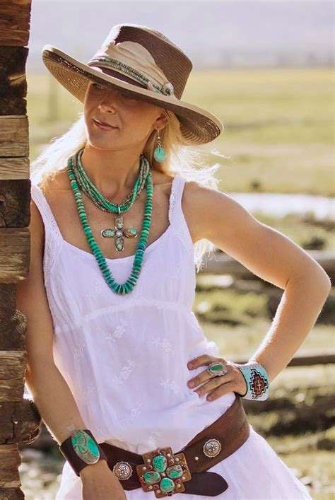 Brit West Fashion Feminine Tejana Outfits Turquoise Jewelry Outfit
