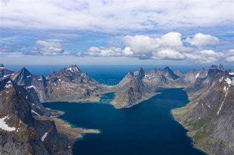 Aerial View Of Reine Lofoten Islands Norway The Fishing Village Of