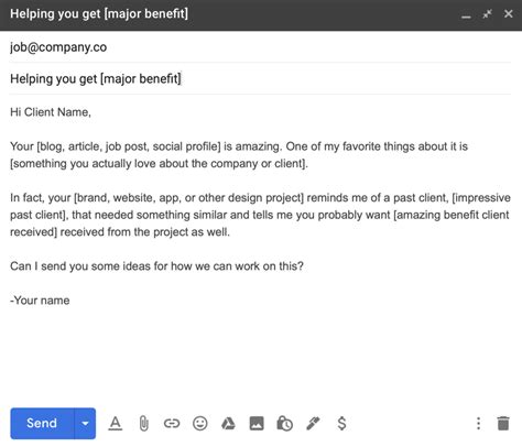 Cold Email Template Job