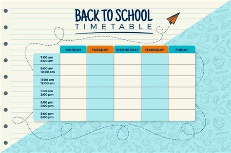 Flat Back To School Timetable School Timetable Timetable Template