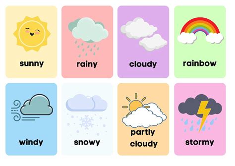 Weather Printable Flash Cards Instant Download Preschool Weather