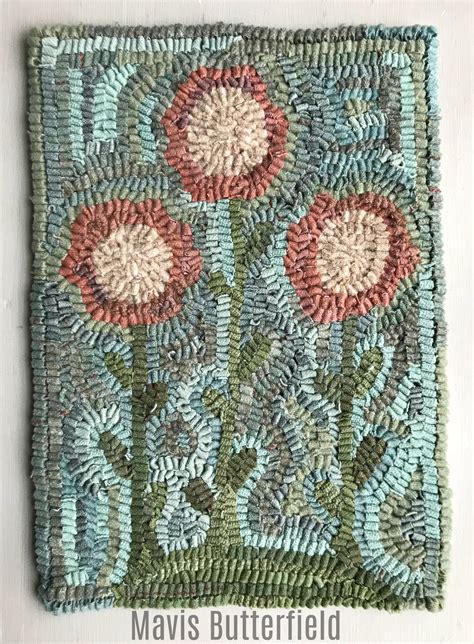 Rug Hooking Kit Primitive Flowers On Linen With Hand Dyed Wool