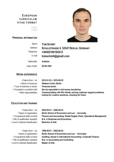 A curriculum vitae, or cv, is what academics call a résumé. Gfyork.com German Resume Template Gfyorkcom 085f0e59 # ...