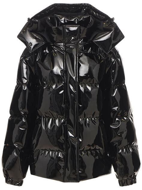 msgm patent faux leather down jacket luisaviaroma