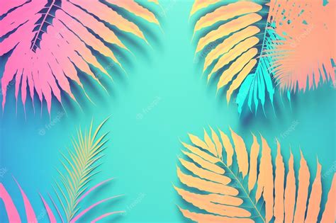 Premium Photo Tropical Colorful Neon Palm Leaves Floral Pattern