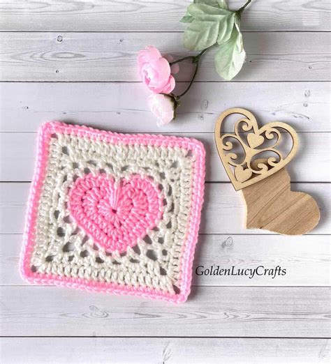 Heart Granny Square Crochet Pattern Goldenlucycrafts
