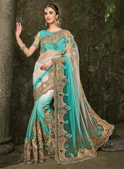 Turquoise Net Saree Sarees Designer Collection