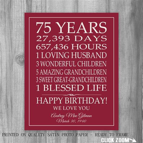 We have a range of styles along with little kid's favourite characters. 75th BIRTHDAY GIFT Sign Canvas Print Personalized Art Mom ...