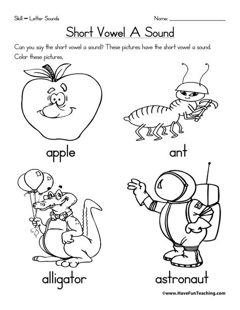 Coloring Worksheet Short Vowels Coloring Worksheets Say And Color