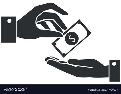 Hands Human Paying Money Isolated Icon Royalty Free Vector