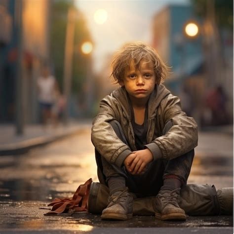 Premium Ai Image Sad Emotional Poor Child Boy In Poverty Orphan