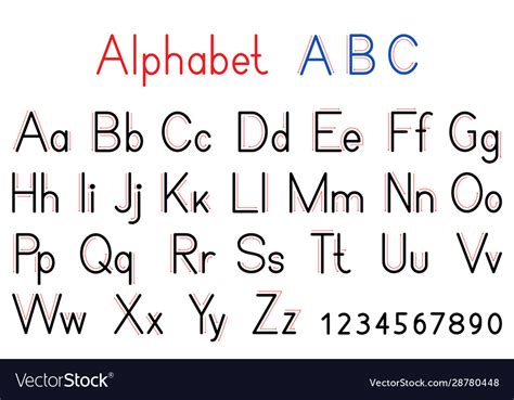 English Alphabet Letters And Numbers Capital And Vector Image