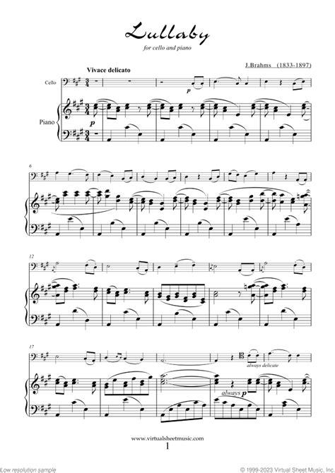 Johannes Brahms Lullaby 49 4 Sheet Music Chords Lyrics 54 Off
